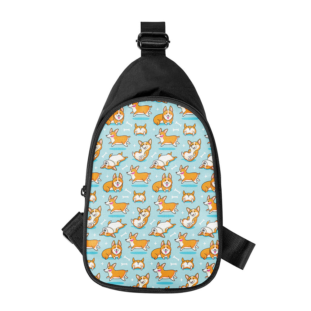 Happy Corgi Pattern Print Chest Bag