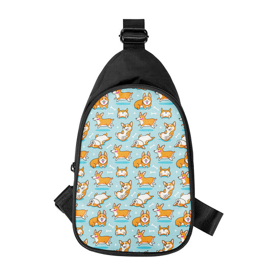 Happy Corgi Pattern Print Chest Bag