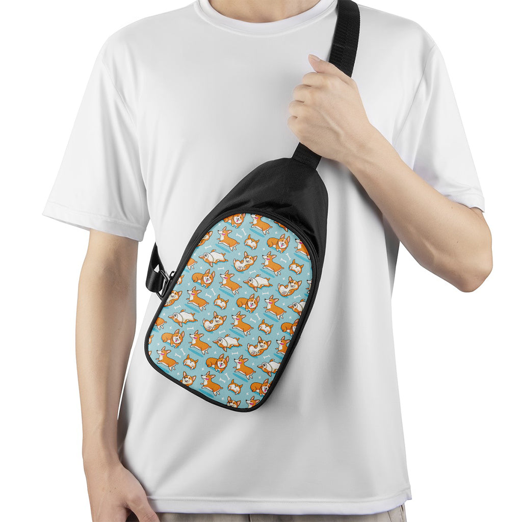 Happy Corgi Pattern Print Chest Bag