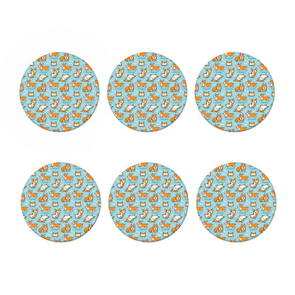 Happy Corgi Pattern Print Coaster Set