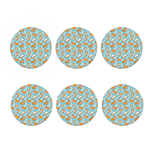 Happy Corgi Pattern Print Coaster Set