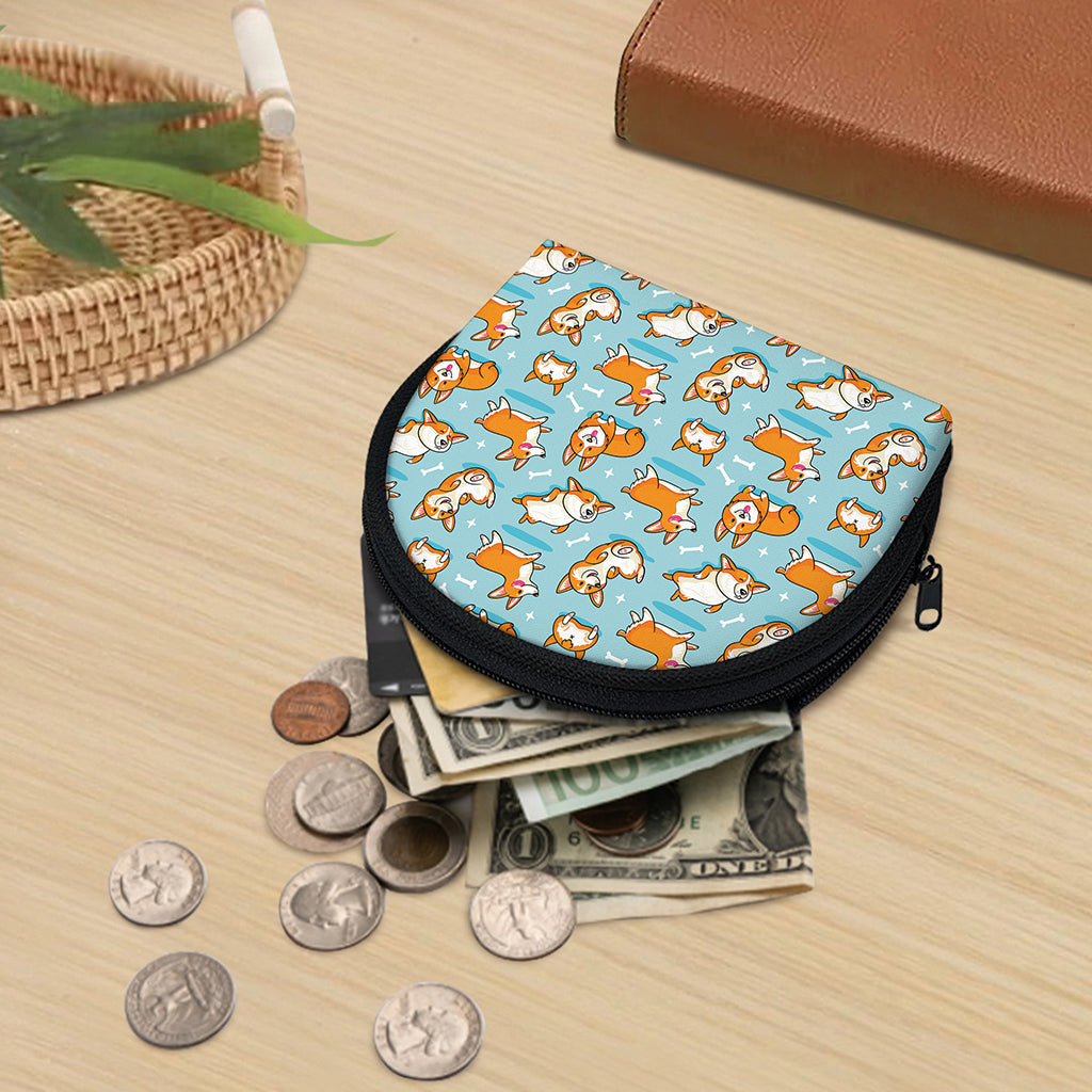 Happy Corgi Pattern Print Coin Purse