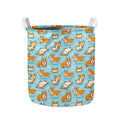 Happy Corgi Pattern Print Collapsible Laundry Basket