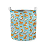 Happy Corgi Pattern Print Collapsible Laundry Basket