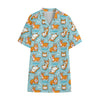 Happy Corgi Pattern Print Cotton Hawaiian Shirt