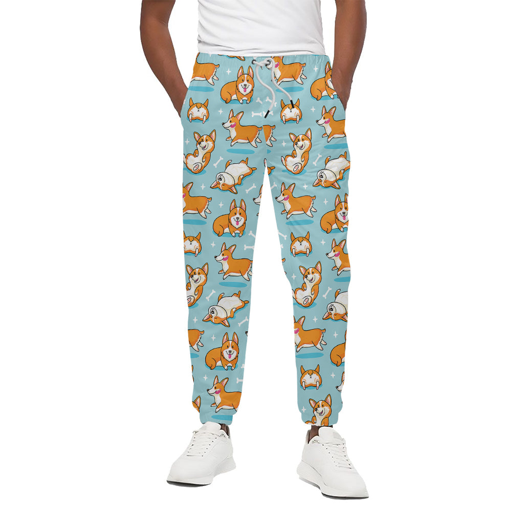 Happy Corgi Pattern Print Cotton Pants