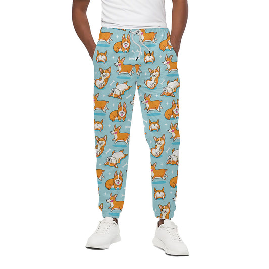 Happy Corgi Pattern Print Cotton Pants