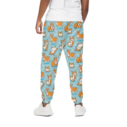 Happy Corgi Pattern Print Cotton Pants