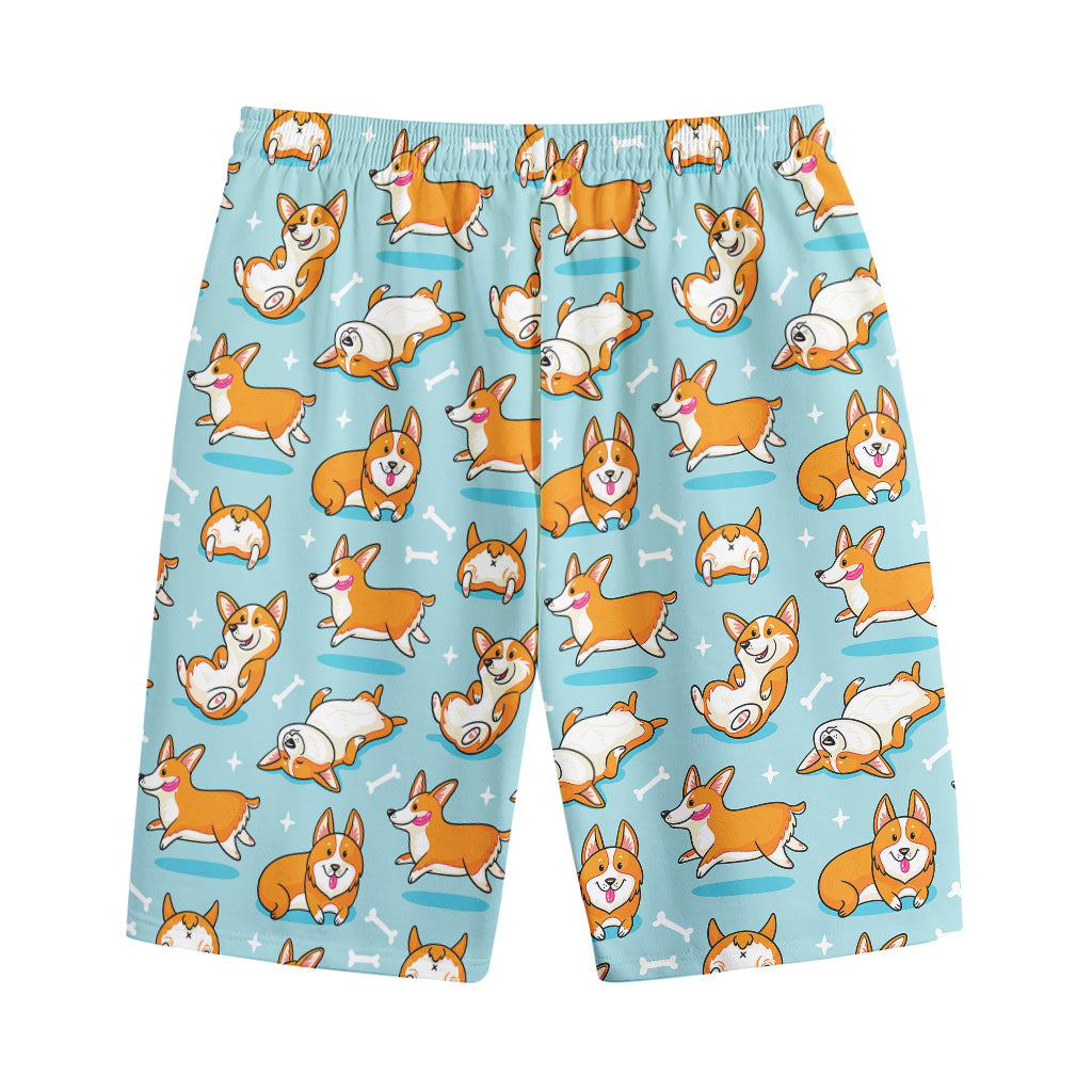 Happy Corgi Pattern Print Cotton Shorts