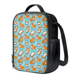 Happy Corgi Pattern Print Crossbody Lunch Bag