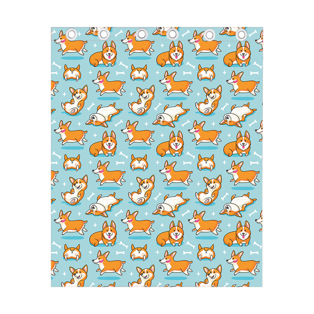 Happy Corgi Pattern Print Curtain