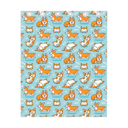Happy Corgi Pattern Print Curtain