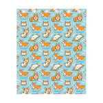 Happy Corgi Pattern Print Curtain