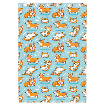 Happy Corgi Pattern Print Curtain