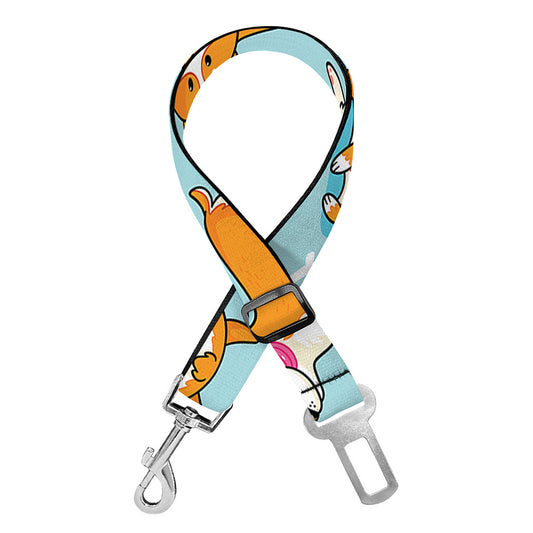 Happy Corgi Pattern Print Dog Seat Belt