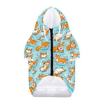 Happy Corgi Pattern Print Dog Zip Up Hoodie