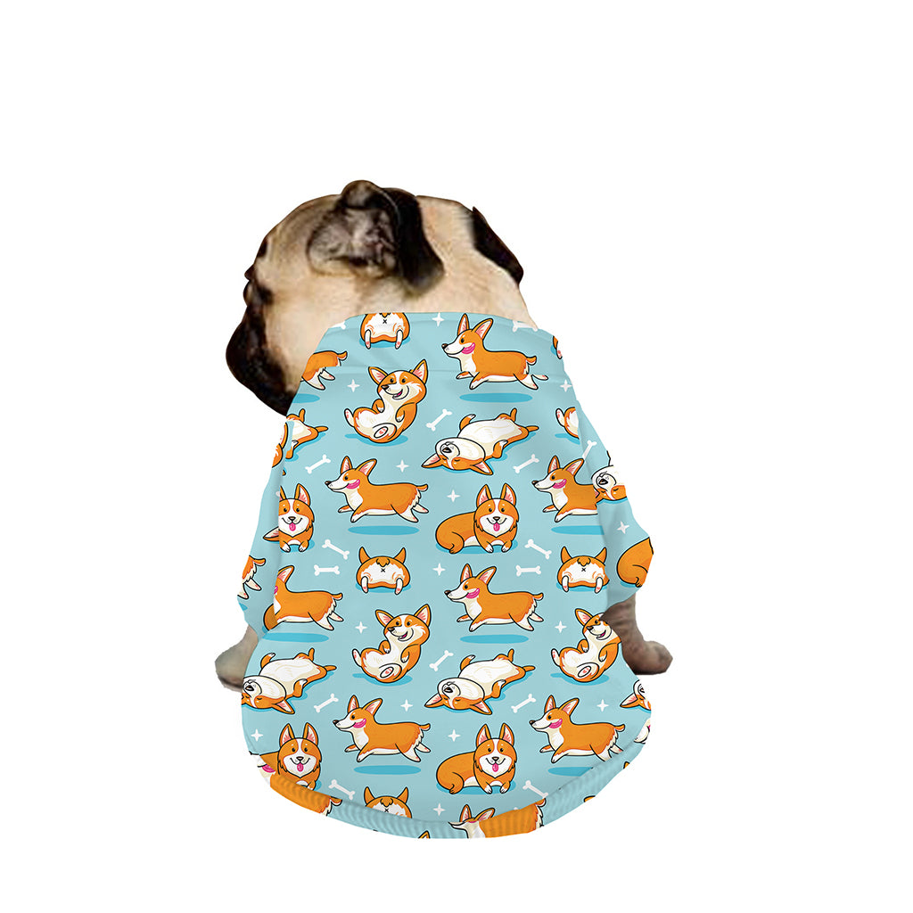 Happy Corgi Pattern Print Dog Zip Up Jacket