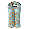 Happy Corgi Pattern Print Double Neoprene Wine Tote