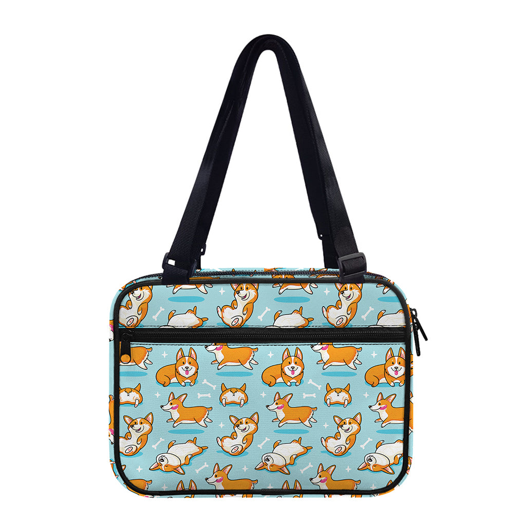 Happy Corgi Pattern Print Double Strap Bible Bag