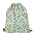 Happy Corgi Pattern Print Drawstring Bag