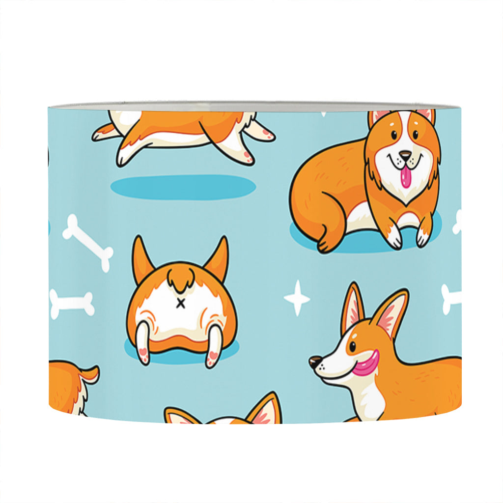 Happy Corgi Pattern Print Drum Lamp Shade