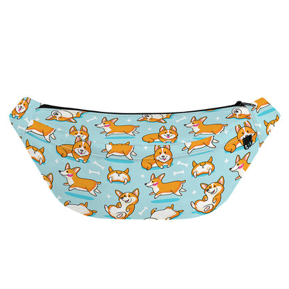Happy Corgi Pattern Print Fanny Pack