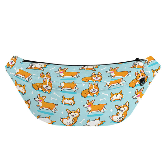 Happy Corgi Pattern Print Fanny Pack
