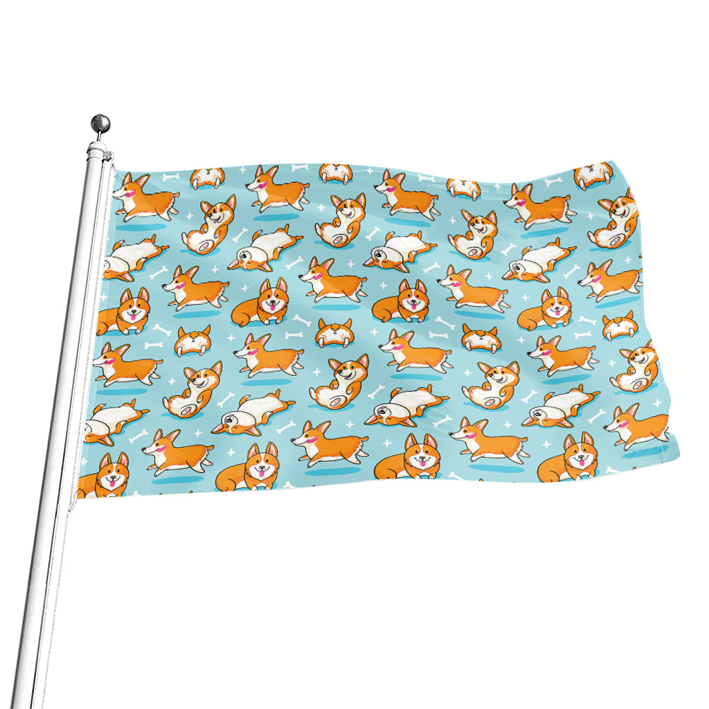 Happy Corgi Pattern Print Flag