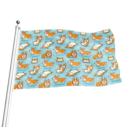 Happy Corgi Pattern Print Flag