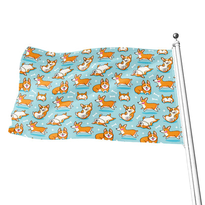 Happy Corgi Pattern Print Flag