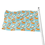 Happy Corgi Pattern Print Flag