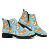 Happy Corgi Pattern Print Flat Ankle Boots