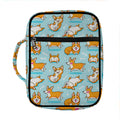 Happy Corgi Pattern Print Front Pocket Bible Bag
