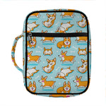 Happy Corgi Pattern Print Front Pocket Bible Bag