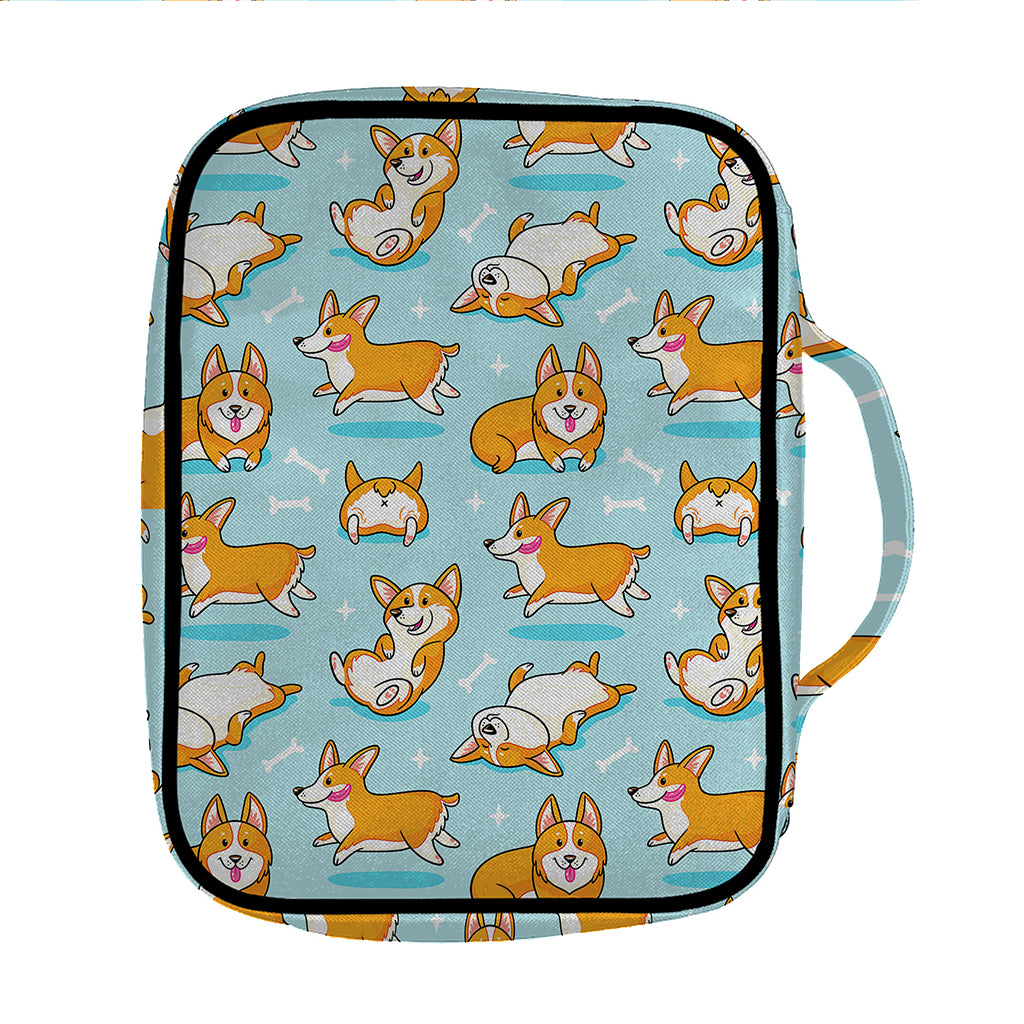 Happy Corgi Pattern Print Front Pocket Bible Bag