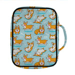 Happy Corgi Pattern Print Front Pocket Bible Bag