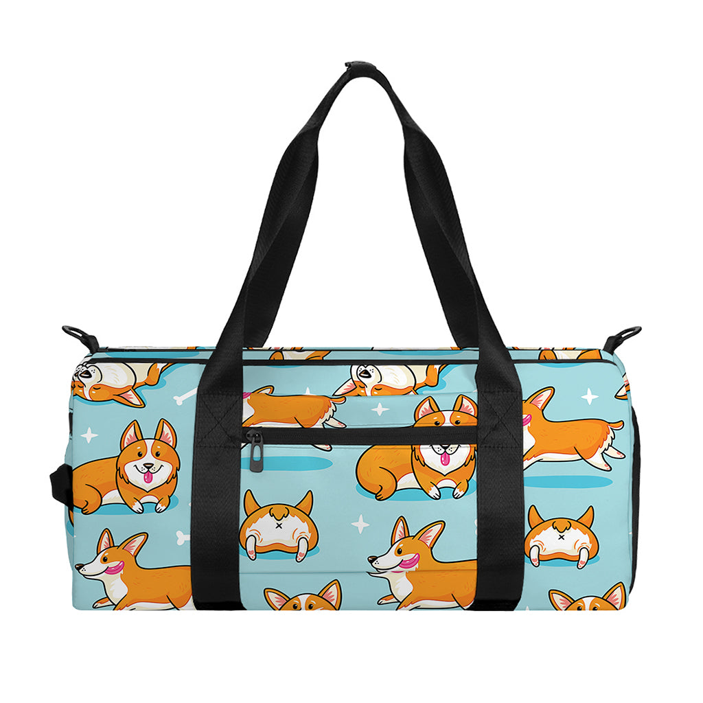 Happy Corgi Pattern Print Gym Bag
