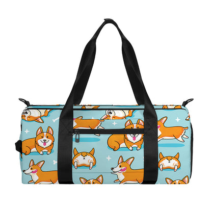 Happy Corgi Pattern Print Gym Bag