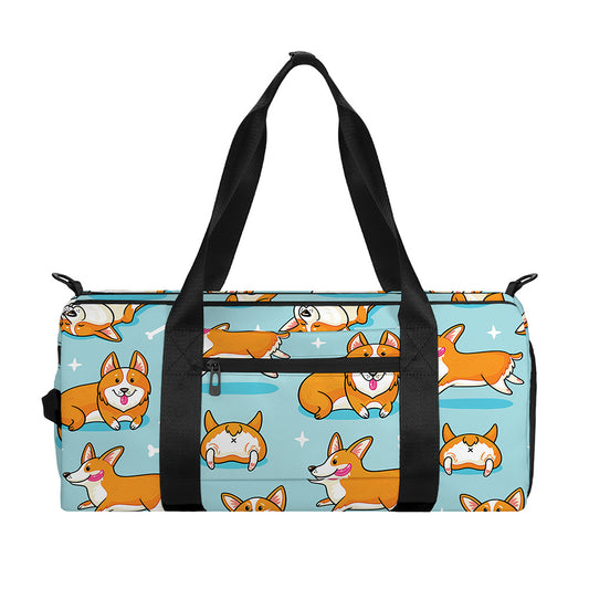 Happy Corgi Pattern Print Gym Bag