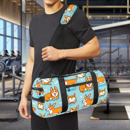 Happy Corgi Pattern Print Gym Bag