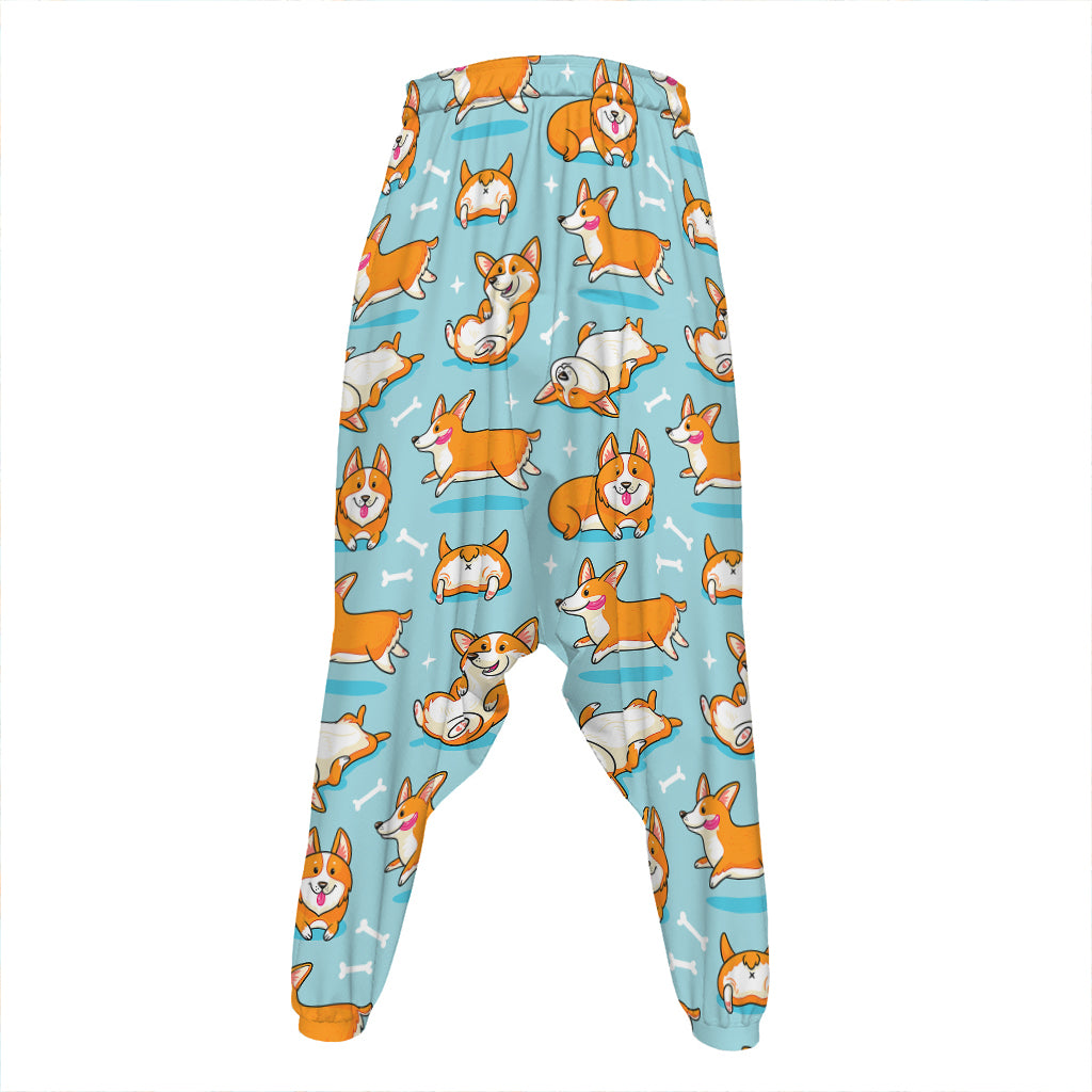 Happy Corgi Pattern Print Hammer Pants