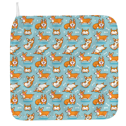 Happy Corgi Pattern Print Hand Towel