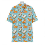 Happy Corgi Pattern Print Hawaiian Shirt