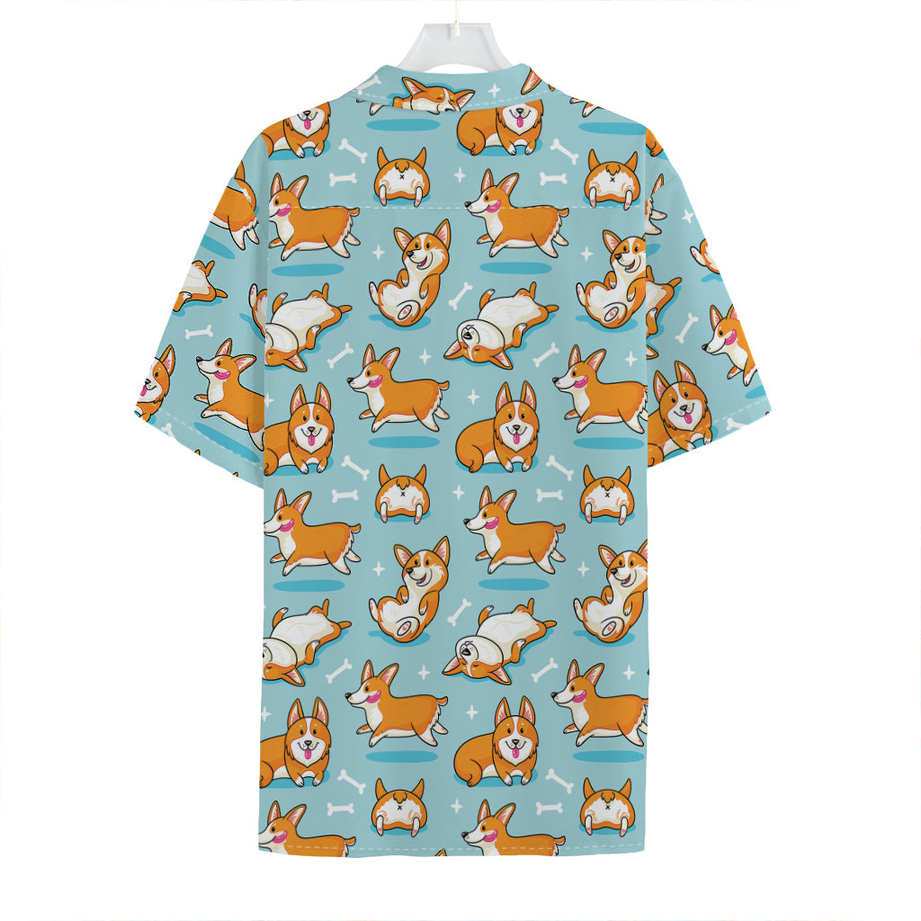 Happy Corgi Pattern Print Hawaiian Shirt