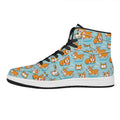 Happy Corgi Pattern Print High Top Leather Sneakers