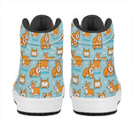 Happy Corgi Pattern Print High Top Leather Sneakers