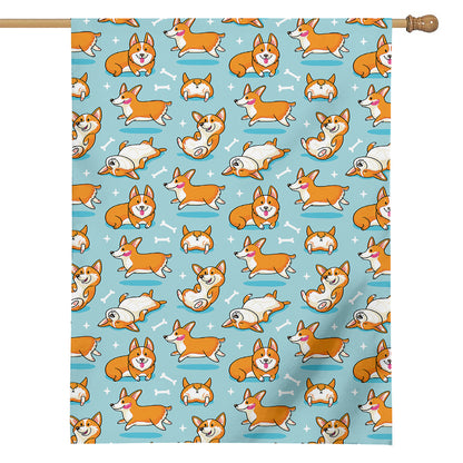 Happy Corgi Pattern Print House Flag