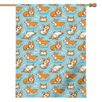 Happy Corgi Pattern Print House Flag