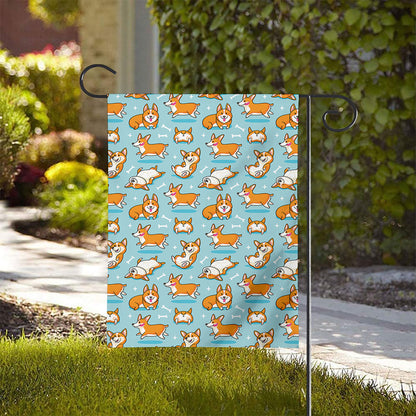 Happy Corgi Pattern Print House Flag