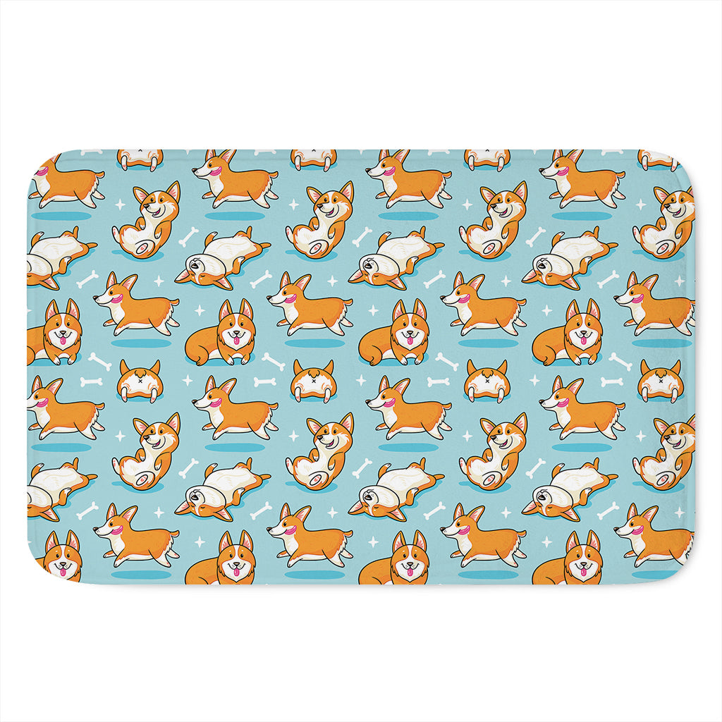 Happy Corgi Pattern Print Indoor Door Mat